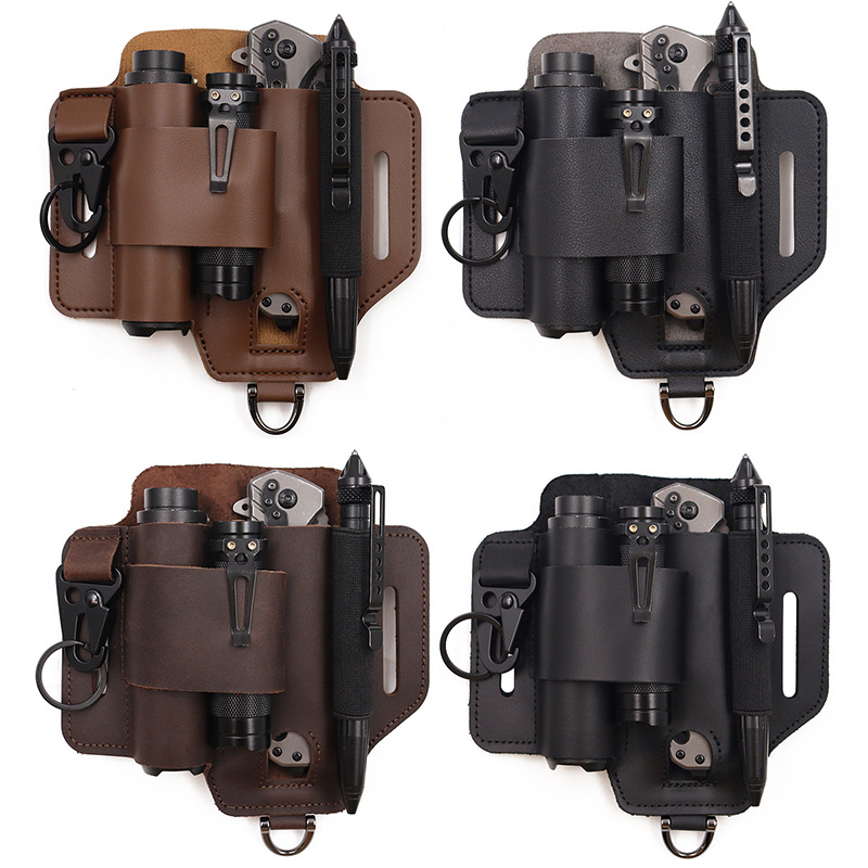 Leatherwork Knives - EDC戦術ツールホルスター、荒野サバイバル収納ウエストバッグ、屋外懐中電灯ホルスター、ナイフホルスター