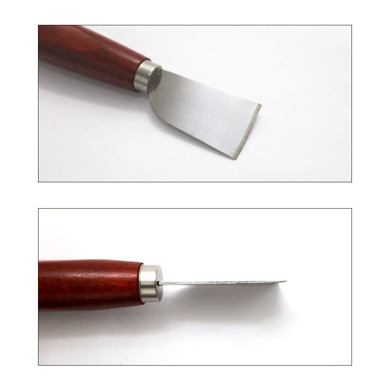 Leatherwork Knife - 新しいDIYレザークラフトツール木製ハンドルステンレス鋼レザーカッティングナイフレザーショベルナイフ革工芸用
