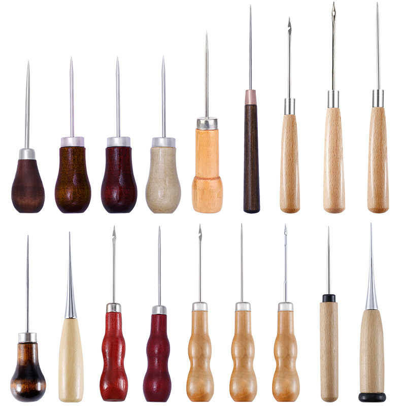 Leatherwork Awl - 革千枚通し木製ハンドル千枚通し縫製千枚通し革加工縫製ステッチ靴屋キャンバス修理クラフトツール