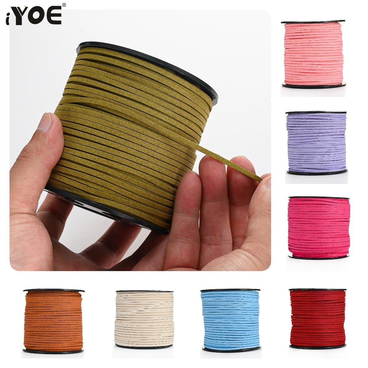 Leatherwork Thread - 5/20 メートル 2.5 ミリメートルフラットフェイクスエード編組コードベルベットレザーロープ手作り糸ストリングジュエリーブレスレットネックレスキーホルダー