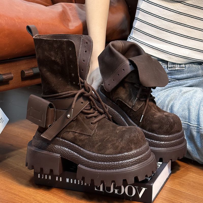 Youtube Leatherwork - スエードレザー オールド ビッグヘッド カウボーイブーツ レディース レトロ