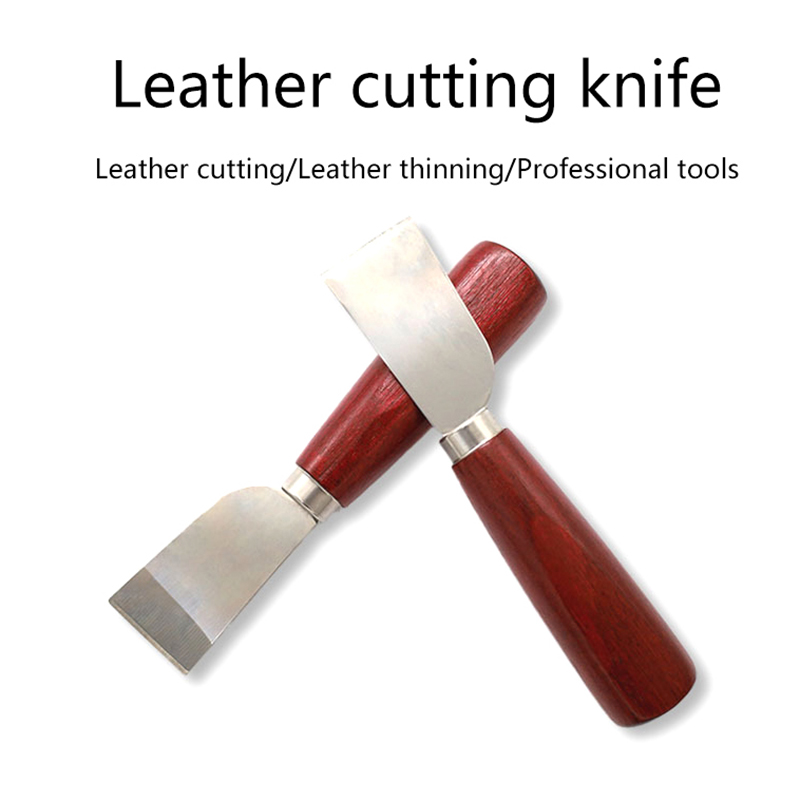 Leatherwork Knife - DIYレザークラフトツール 木製ハンドル ステンレス鋼 レザーカッティングナイフ レザーショベルナイフ 革工芸用