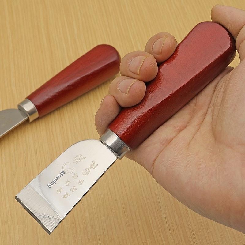 Leatherwork Knife - DIYレザークラフト用工具 木製ハンドル付き革漉きナイフ 精密な革切り用カッティングナイフ スカイバー