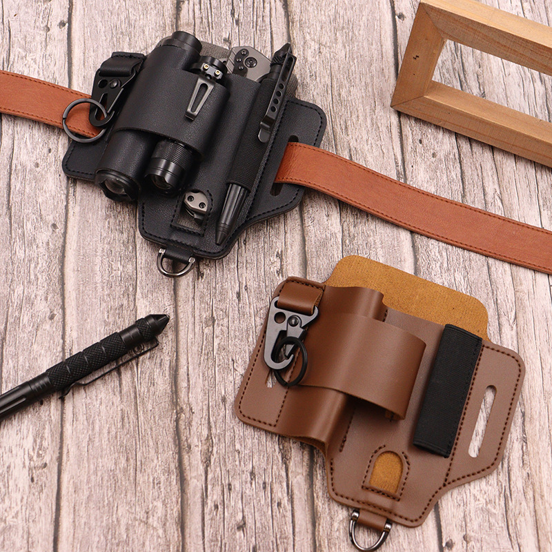 戦術ツールレザーシースオープンカントリー生き残る屋外懐中電灯 - Leatherwork Knife のレビューと価格