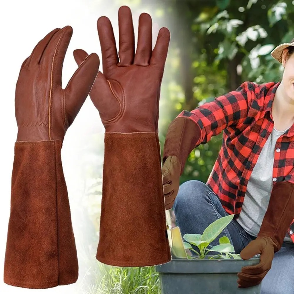 ロングチューブガーデニング安全作業用手袋革製通気性ガントレッ - Youtube Leatherwork のレビューと価格