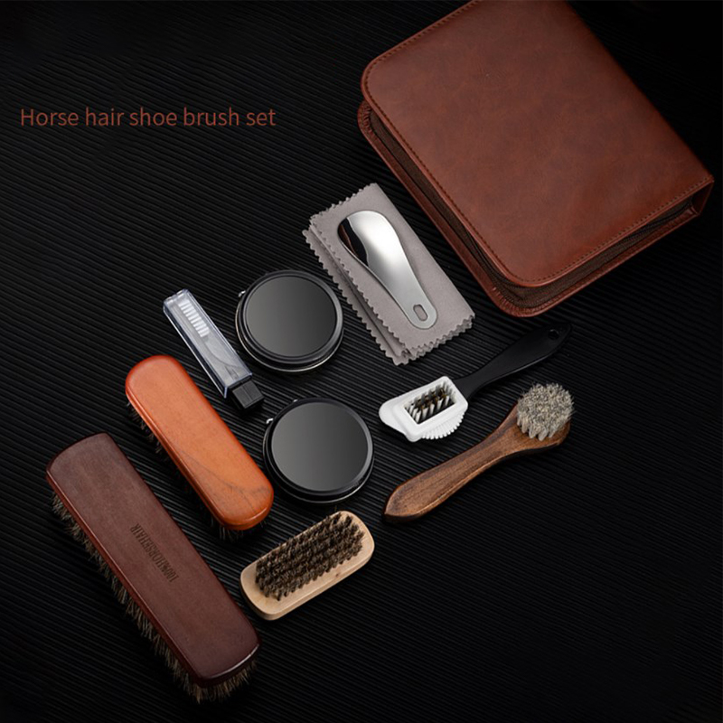 馬の毛-靴ブラシセット,革の手入れ,掃除,研磨ツール,靴クリ - Leatherwork Kit のレビューと価格