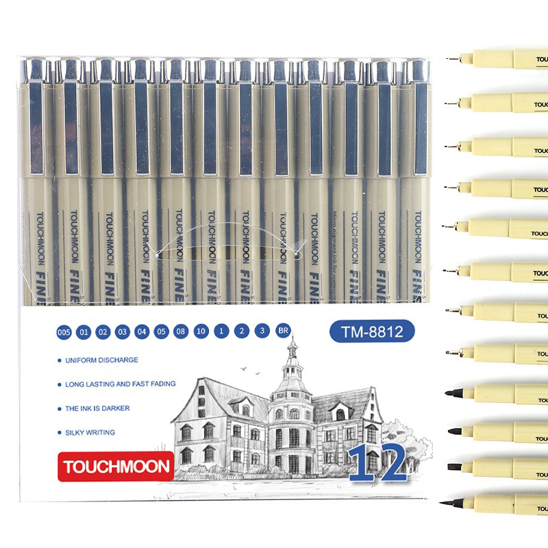 12色チップピグメントライナー マイクロンインクマーカーペン - Copic Marker Sketch のレビューと価格