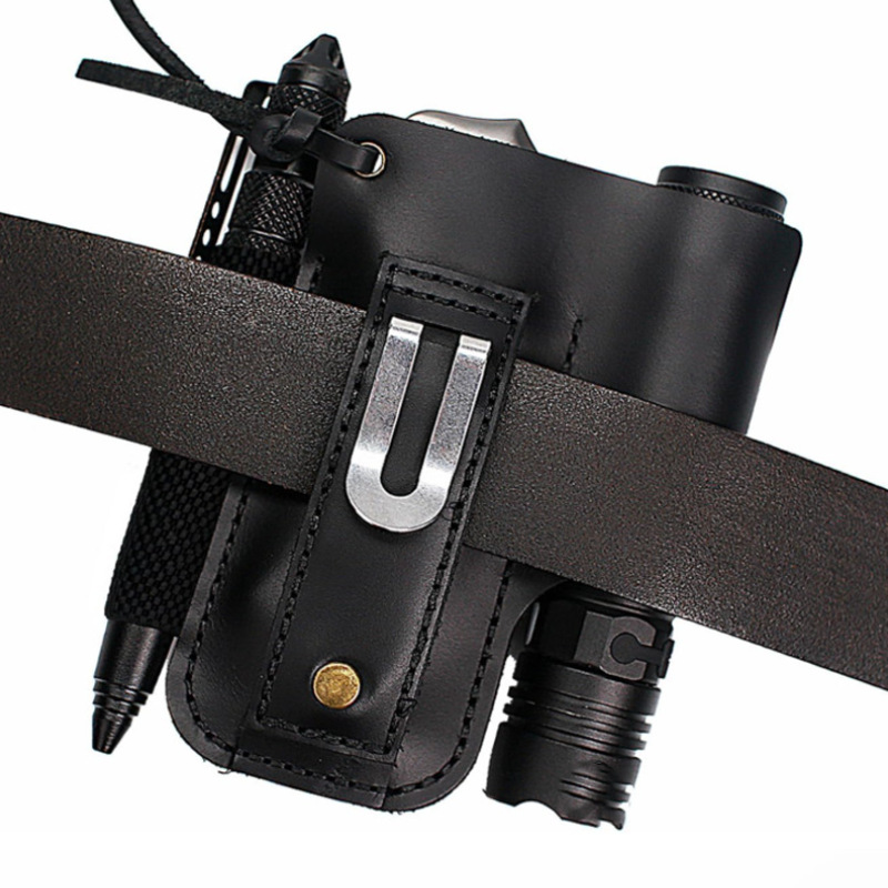 EDCレザー懐中電灯ツールホルスター多機能アウトドアタクティ - Leatherwork Knives のレビューと価格