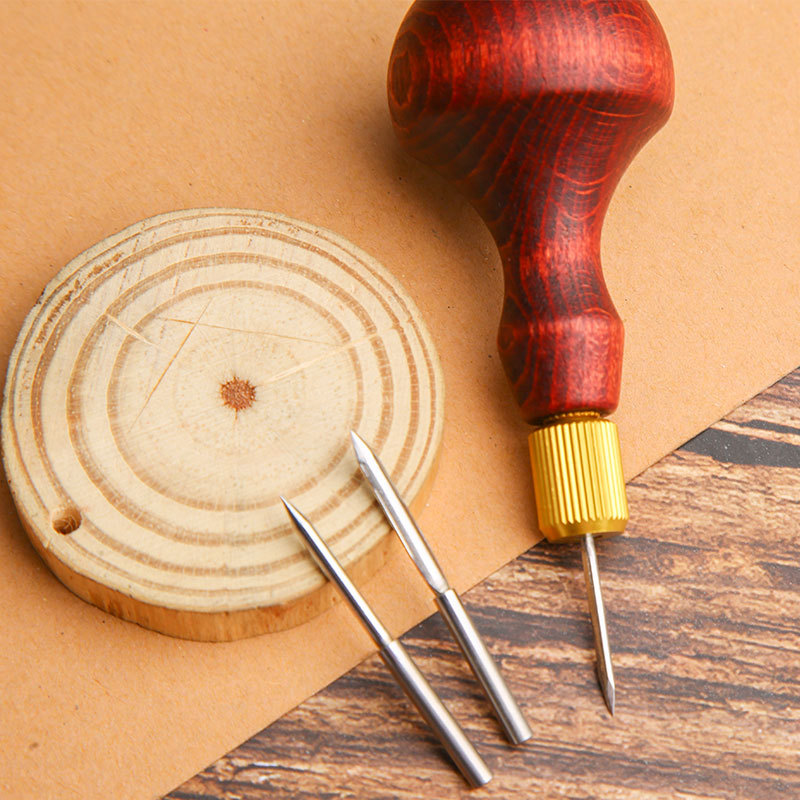 日曜大工の革製パンチオール、交換可能なニードルヘッド、手作り - Leatherwork Awl のレビューと価格