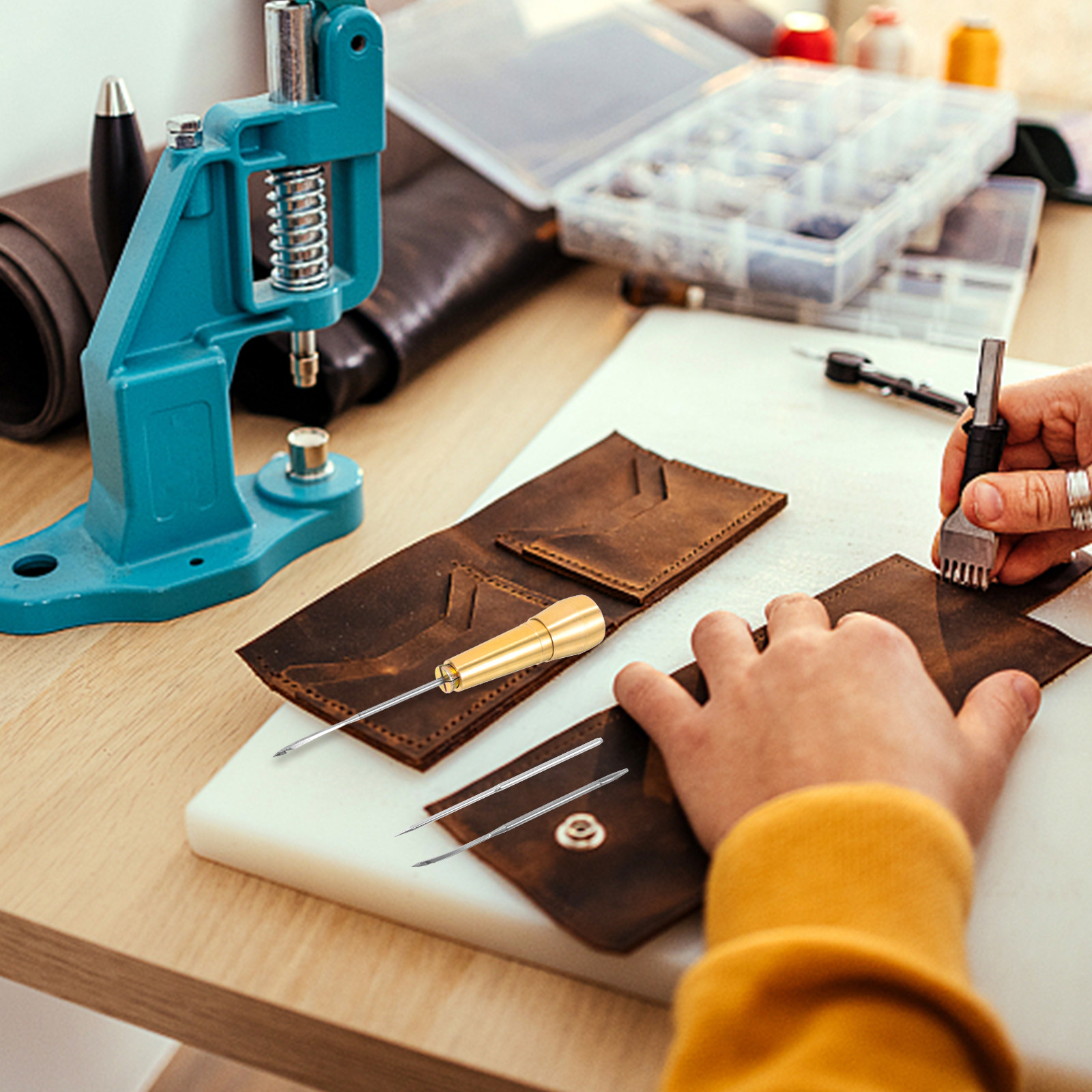 靴修理や革細工用の頑丈な縫製用千枚通しツール1セット、手縫い - Leatherwork Awl のレビューと価格