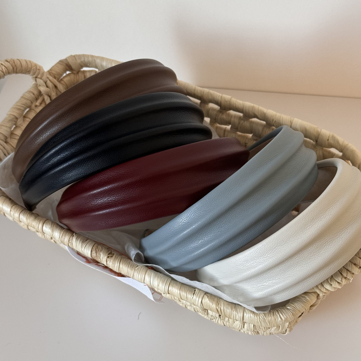 PU レザーワイドヘッドバンドヘアバンド女性女の子ウェーブソ - Leatherwork Rings のレビューと価格