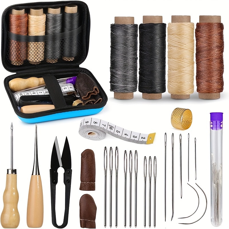 [革作業キット] 革縫製キット、大きな目針、ワックス糸、革張 - Leatherwork Thread のレビューと価格