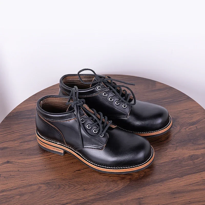 男性用ブラックティーコア牛革ワークブーツ,耐摩耗性,丸いつま - Youtube Leatherwork のレビューと価格