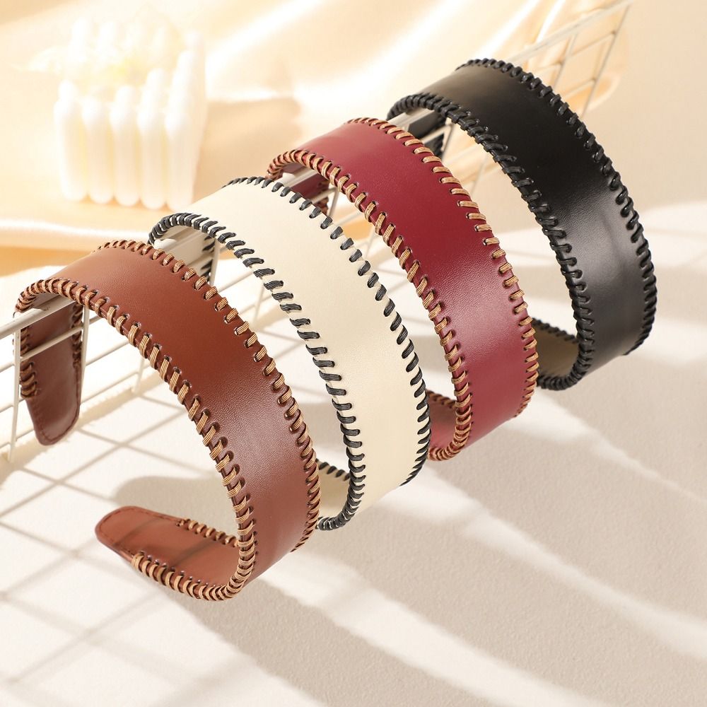 気質ソリッドカラーレザーヘッドバンド韓国スタイルヘッドウェア - Leatherwork Rings のレビューと価格