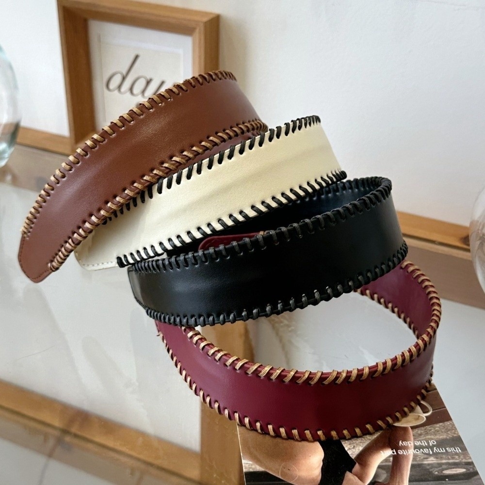 気質ソリッドカラーレザーヘッドバンド韓国スタイルヘッドウェア - Leatherwork Rings のレビューと価格